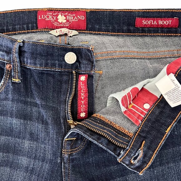 Lucky Brand Sofia Bootcut Jeans Womens Size 14/32 Dark Wash Regular Fit EUC - Picture 5 of 16